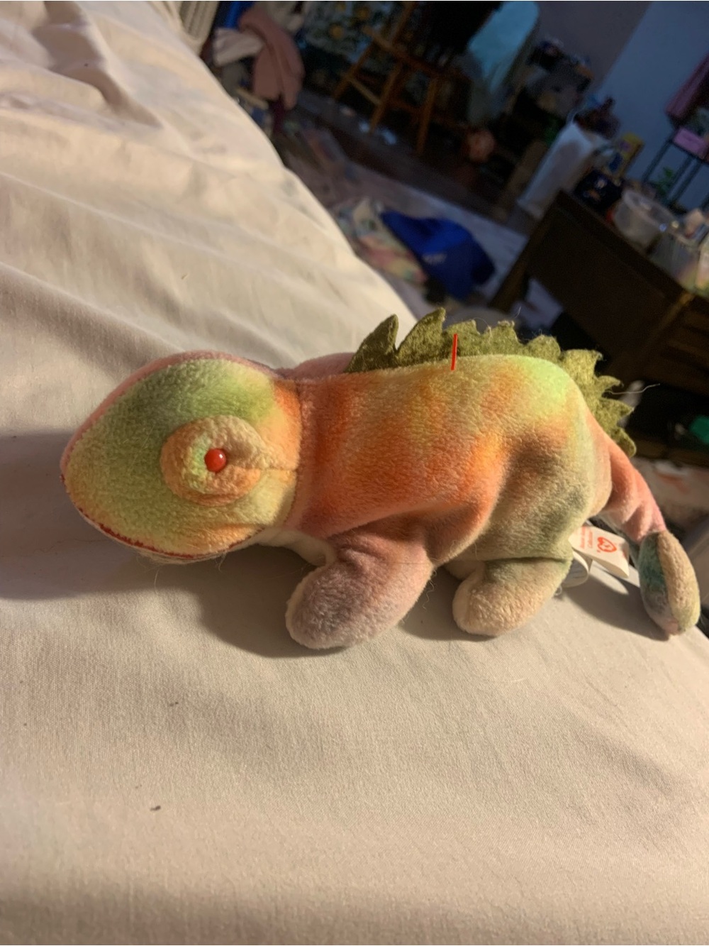 RARE-1997 Ty Beanie Baby Iggy the Iguana (1st Run, No Tongue/Red Eye, Indonesian